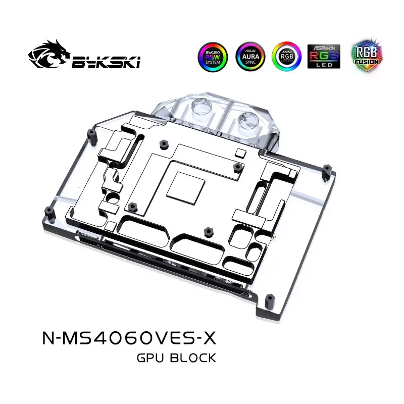 Imagem -03 - Bloco de Água Bykski-gpu com Placa Traseira N-ms4060ves-x Rtx4060 Msi Rtx 4060 Modular 5v 12v Rgb Aura Sync