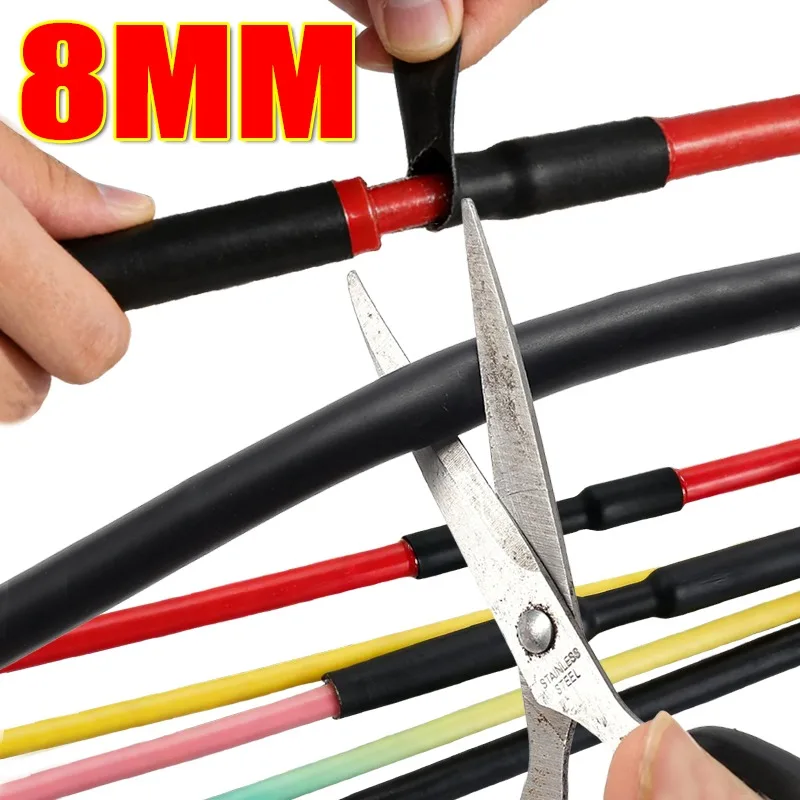 

4//6/8mm 4:1 Black Insulation Shrink Wrapping Heat Shrink for Cable DIY Connector Wire Kit Heat Shrink Tubing 1Meter/set