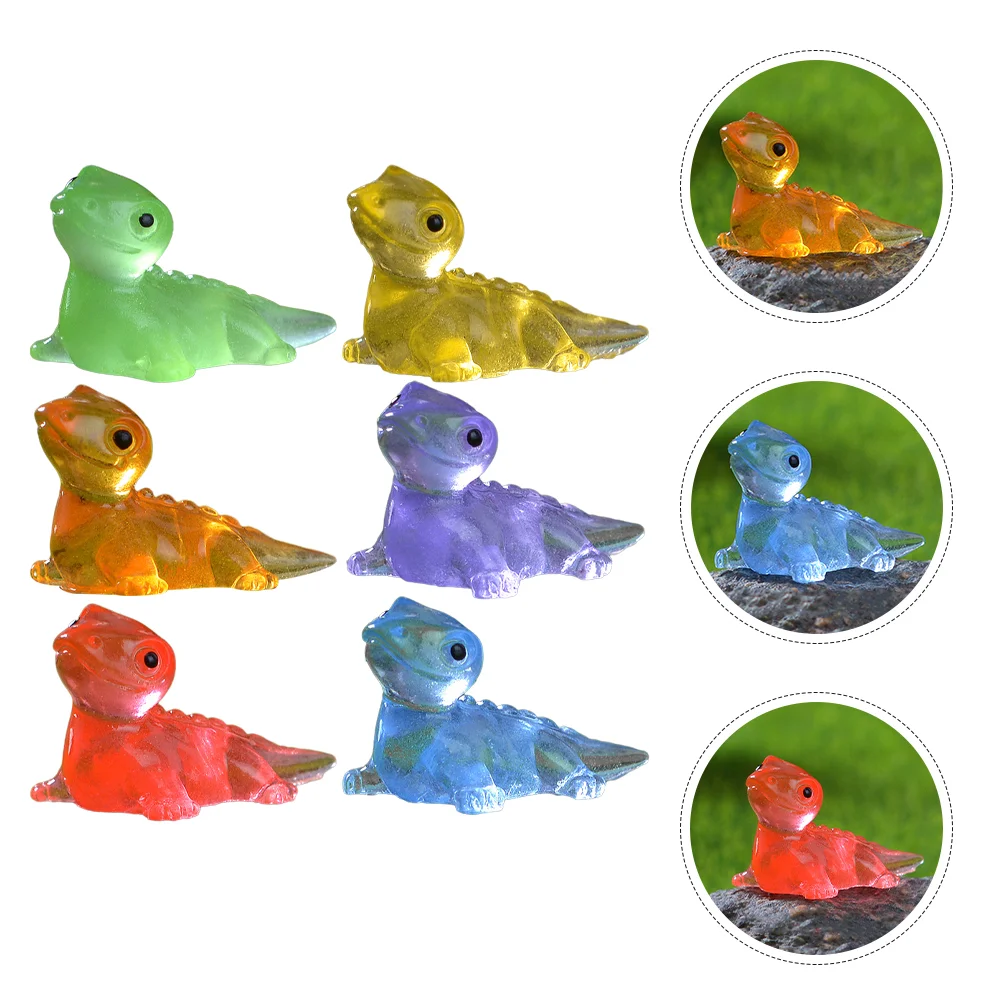 30 Pcs Micro Landscape Lizard Aquarium Decoration Stuffed Animals Resin Glowing Miniature Figurine Frog