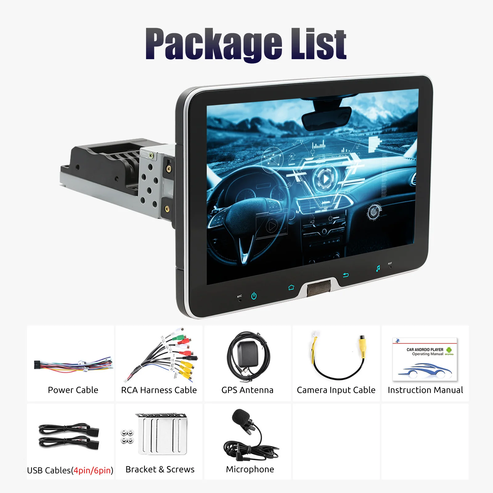 ESSGOO 10,1 inch universele enkele draaibare Android 14-autoradio Carplay multimediaspeler GPS Navi Automotive Stereo Bluetooth
