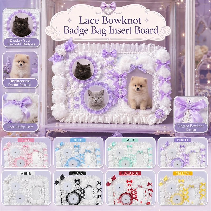 Ita Bag Accessories Anime Badge Card Holder Cute Ribbon Lace Pin Organizer Ita Bag Decorative Insert Board Badge Display Storage