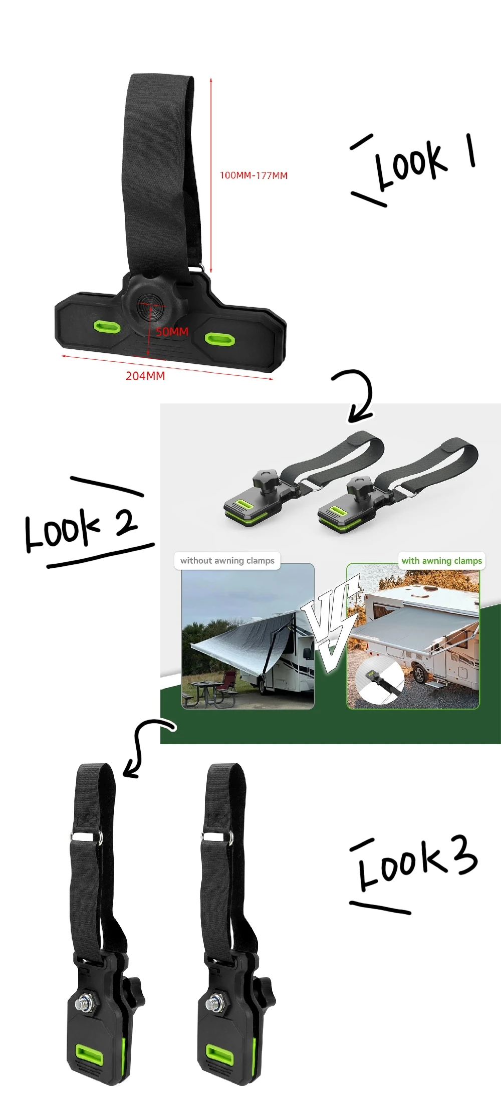 RV Accessories: Outdoor Awning Fabric Clips (2-Pack)