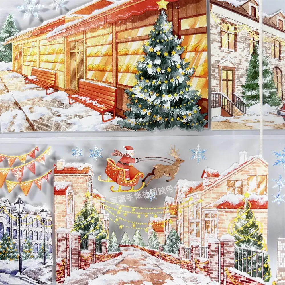 Washi Pet Tape London Christmas Landscape Christmas Tree Snowman Scrapbook Collage Phone Case Sticker