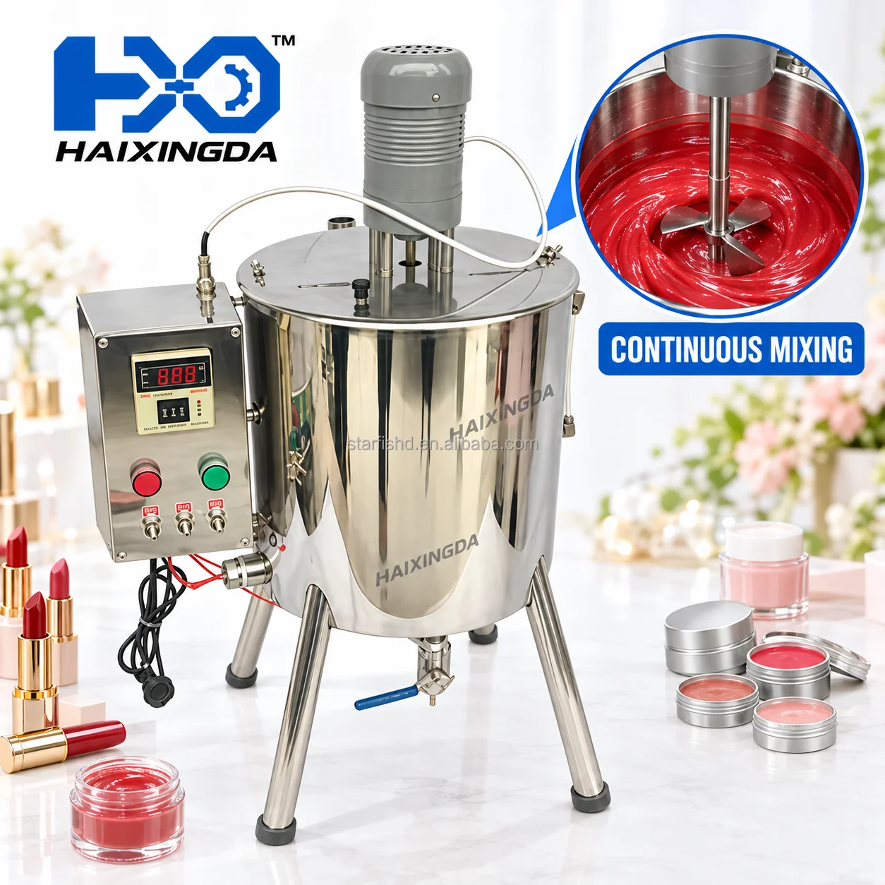 Paste Filling Machine With Heated Mixing Hopper For Lipstick Lip Balm Wax Cosmetic Cream Uniform Stirring And Controlled Pour