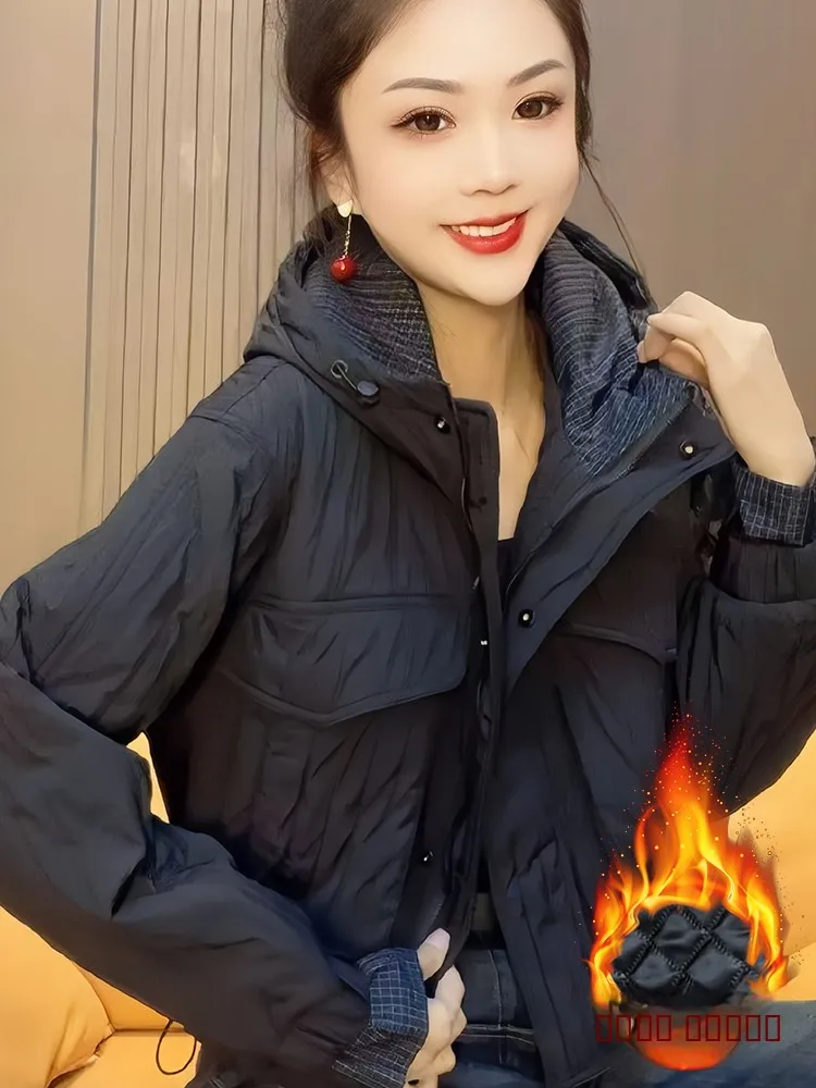 

Women's ort Cotton down Jaet Thiened Winter Outerwear Zipper Closure Casual Sle Regular Sve Long Hooded Coat