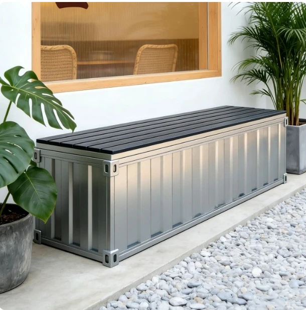 Industrial wind container storage stool plastic wood sitting surface outdoor storage box balcony commercial strip shoe changing
