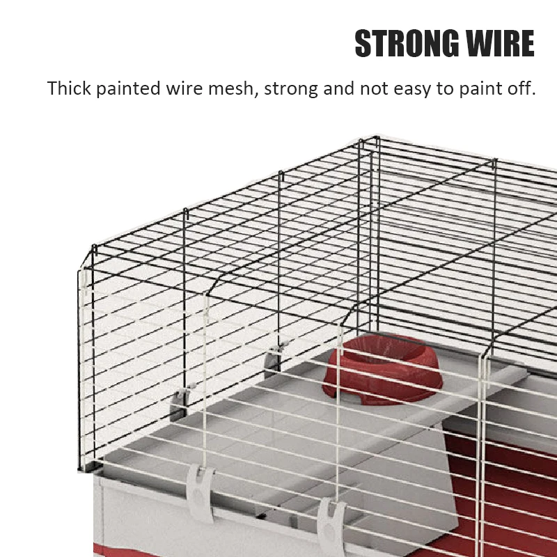 Portable Large Rabbit Cage Deluxe Small Animal Rabbit Home Metal Wire Mesh Guinea Pig Ferret Small Pet Cages with Kettle Feeder