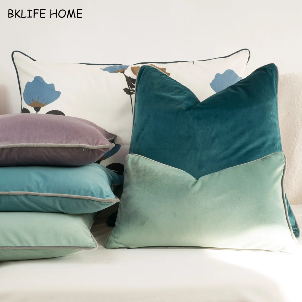 Multicolor Gray Piping Velvet Cushion Cover Pillow Case Chair/Sofa Pillow Cover No Balling-up Home Decor Without Stuffing