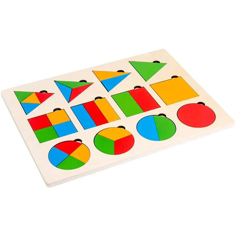 Forme di legno Puzzle Blocks Geometric Tangram Wood Block Puzzle stelo prescolare modello di forma colorata stelo Montessori