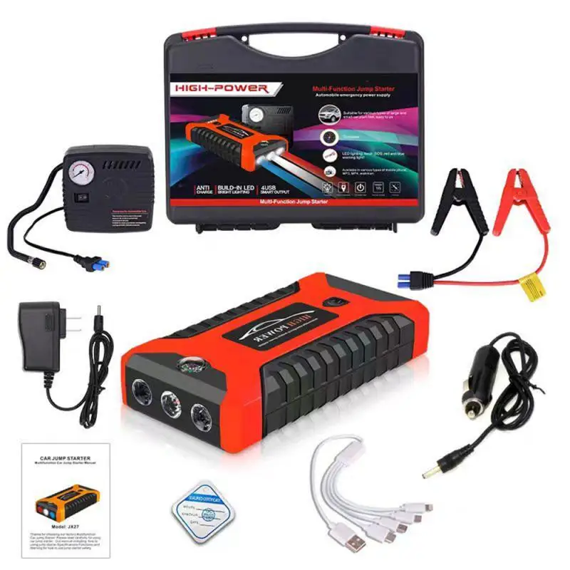 12V Car Jump Starter Auto Battery Booster Charger Car Emergency Booster Power Bank Starting Device Power Supply Battery Charging