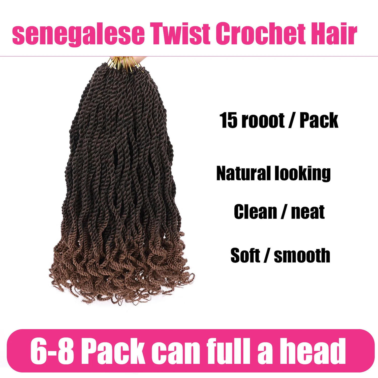 8/12/14 inch Senegalese Twist Crochet Hair Crochet Braids with Curly Ends Short  Kinky Twist Crochet Hair for Women synthetic