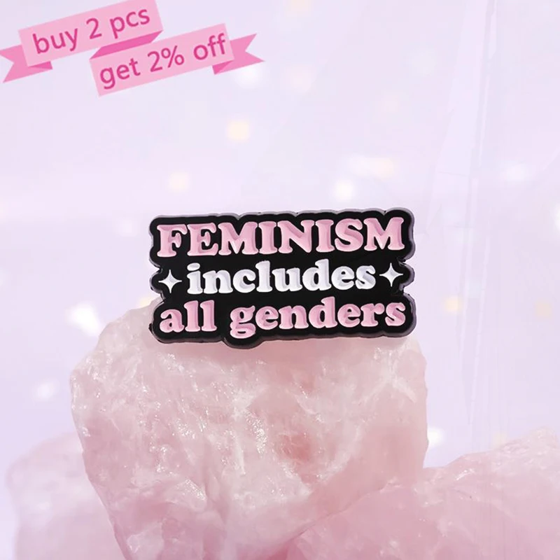 All Genders Equally Pines Lapel Badges Feminism Jewelry Gift for Friends Female Power Enamel  Brooch Custom Treat