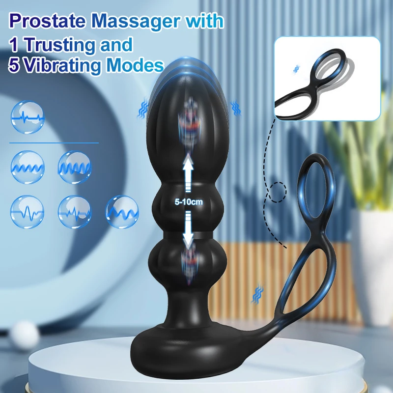 Thrusting Remote Control Butt Plug Anal Sex Toy with Vibrating and Thrusting Modes Prostate Massager for Male and Female Sex Toy