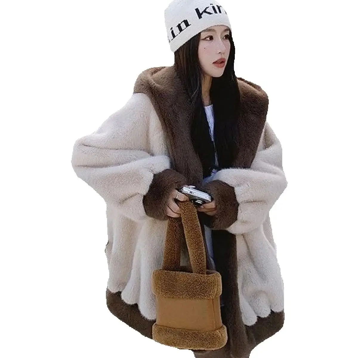 Cappotto in pelliccia di visone imitazione stile pigro coreano Donna Inverno Nuova giacca ispessita a prova di freddo Cappotto in cotone di lana