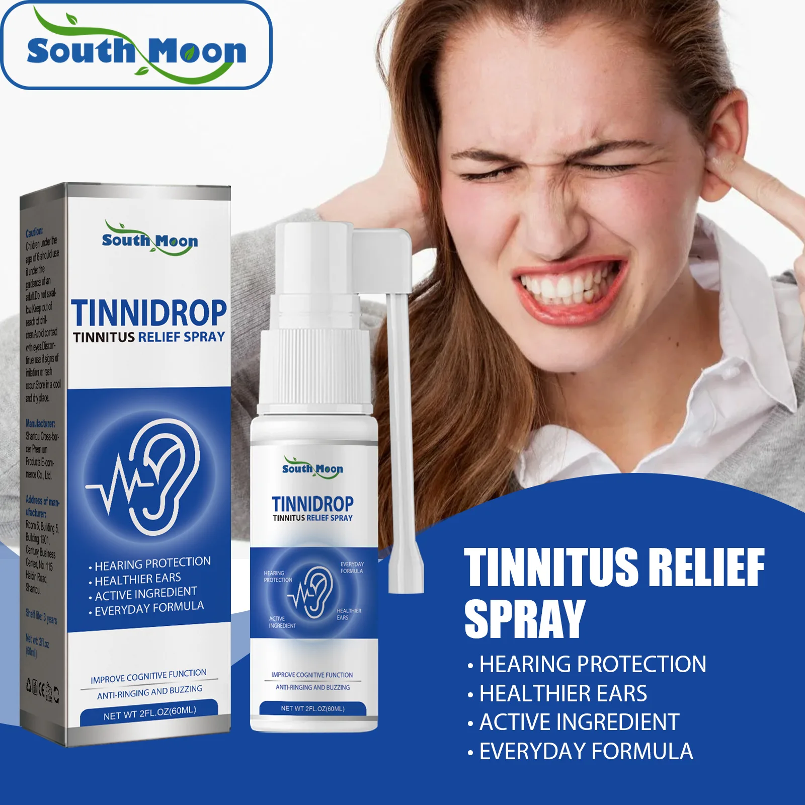 Tinnitus Relief Spray Relieves tinnitus, ear discomfort, earwax cleaning and care spray