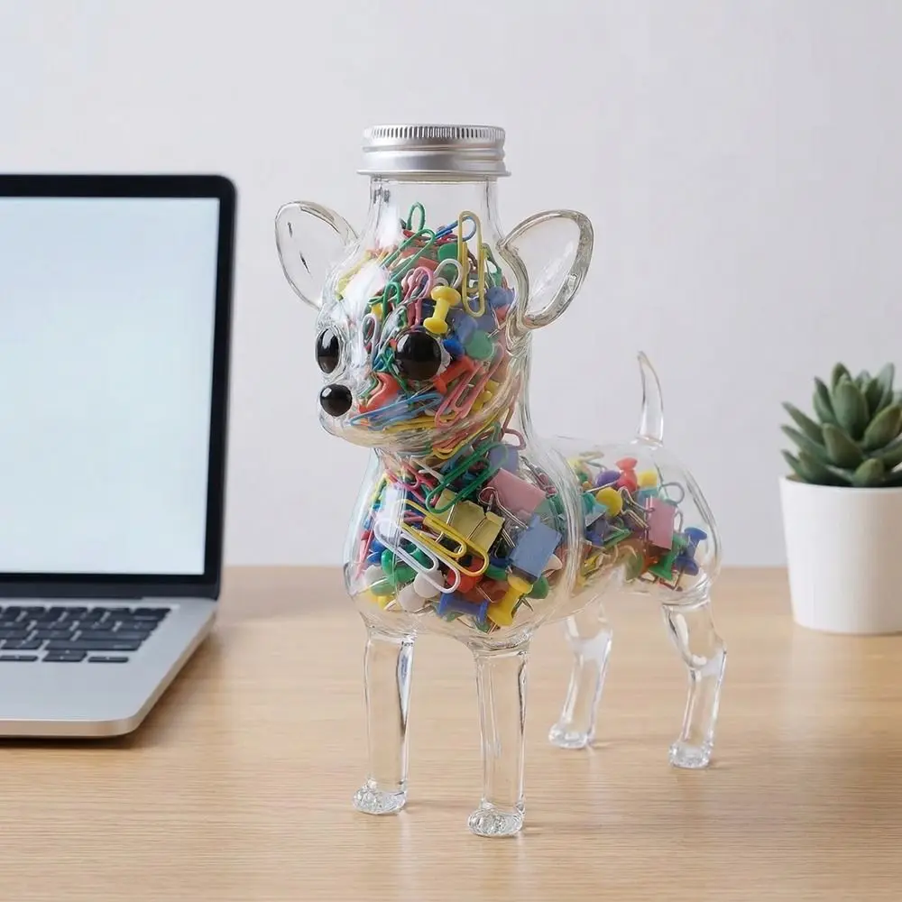 

Glass Chihuahua Candy Jar Airtight Transparent Chihuahua Dog Treat Jar Decorative with Lid Dog Patterned Jar Home Decoration