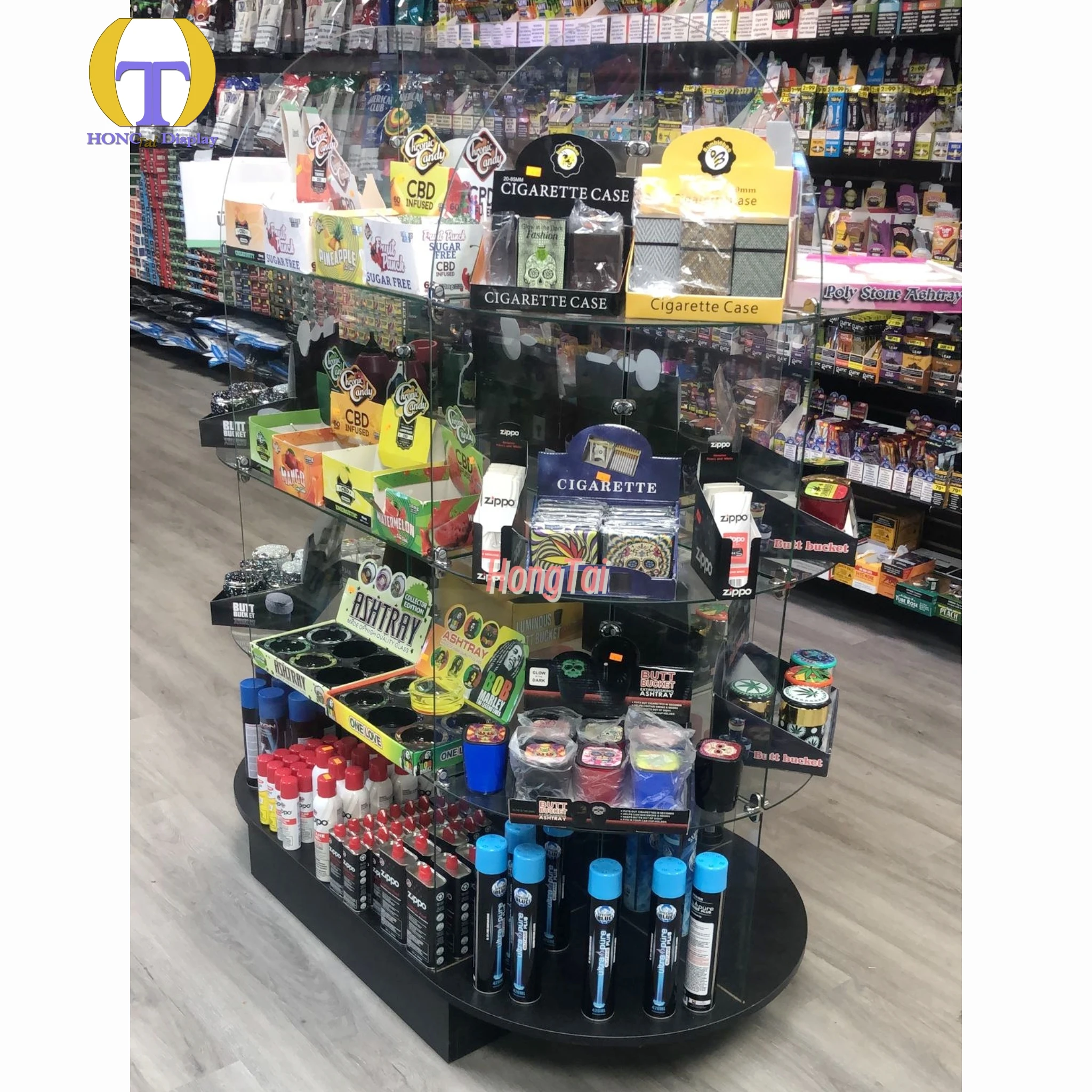 Custom.Lower Tariffs Smoke Shop Retail Store Display Cabinet Frameless Glass Case Accessories Display Showcase