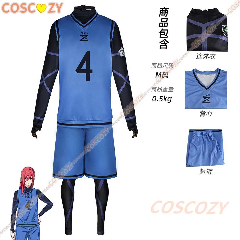 Anime Blue Lock No.4 Football Jersey Isagi Yoichi Cosplay Costume Wig Chigiri Hyouma Sportswear Team Z No.4 Bachira Meguru Men