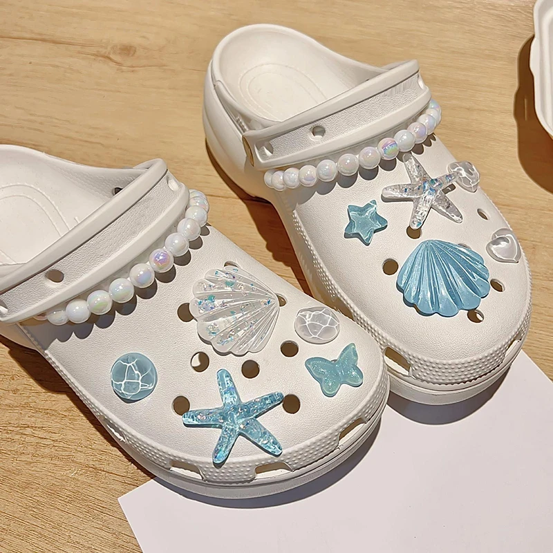 

1 Set DIY Clogs Sandals Garden Shoe Decor Cute Starfish Shell Resin Shoe Charms Accessories Buckles Bag Pins Girls Gifts
