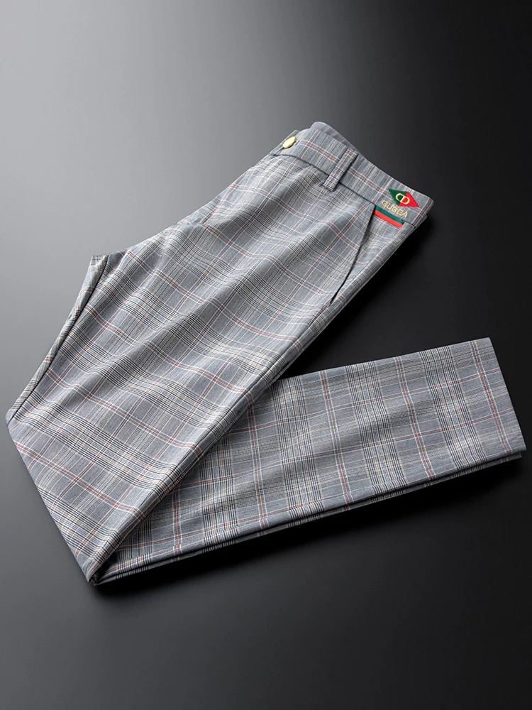 

ay Slim Fit Men's Casual Elastic Small Western Pants Spring Summer Trendy Youth Straight Leg Trousers Faionable Ci Sle