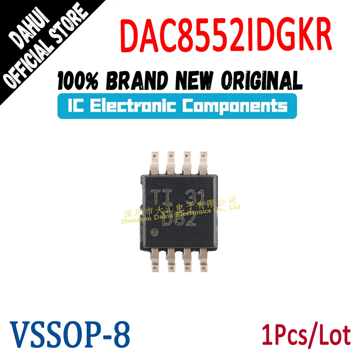 

DAC8552IDGKR silk printing D82 VSSOP-8 16-bit digital-to-analog converter chip IC new original