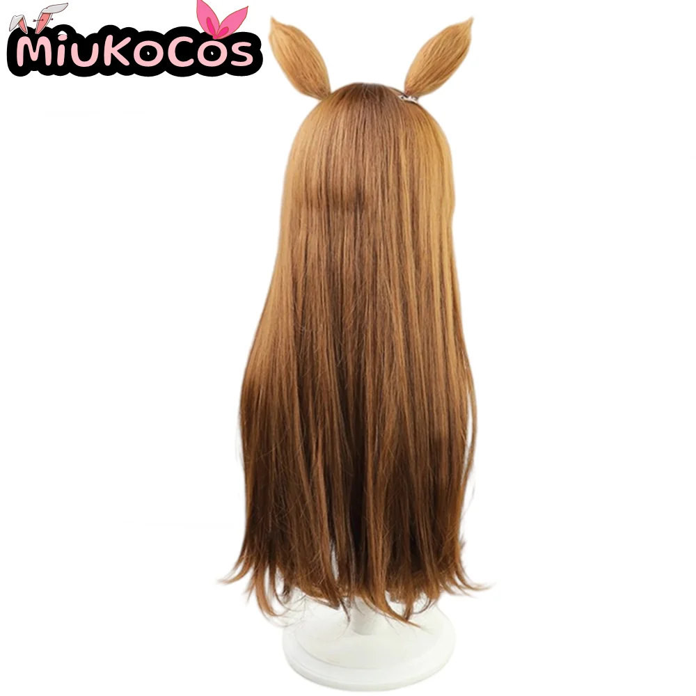 متوفر في المخزون شعر مستعار تأثيري عجائب العشب مع آذان وذيل MiukoCosplay لعبة Umamusume: كوسبلاي ديربي جميل