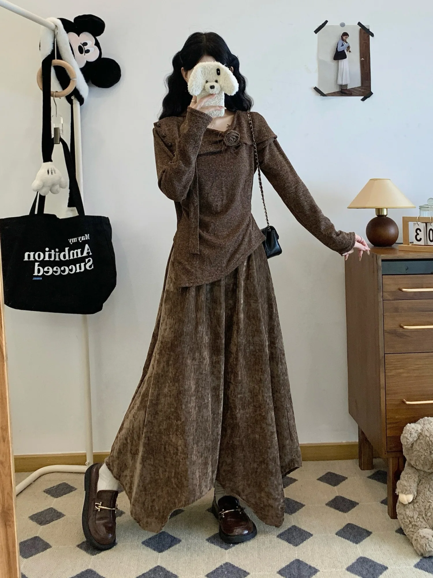 

plus Size Spring Long Sleeve Top And Midi Skirt Set Elegant Versatile High Fashion Slimming Two Piece Women's Fashion Set