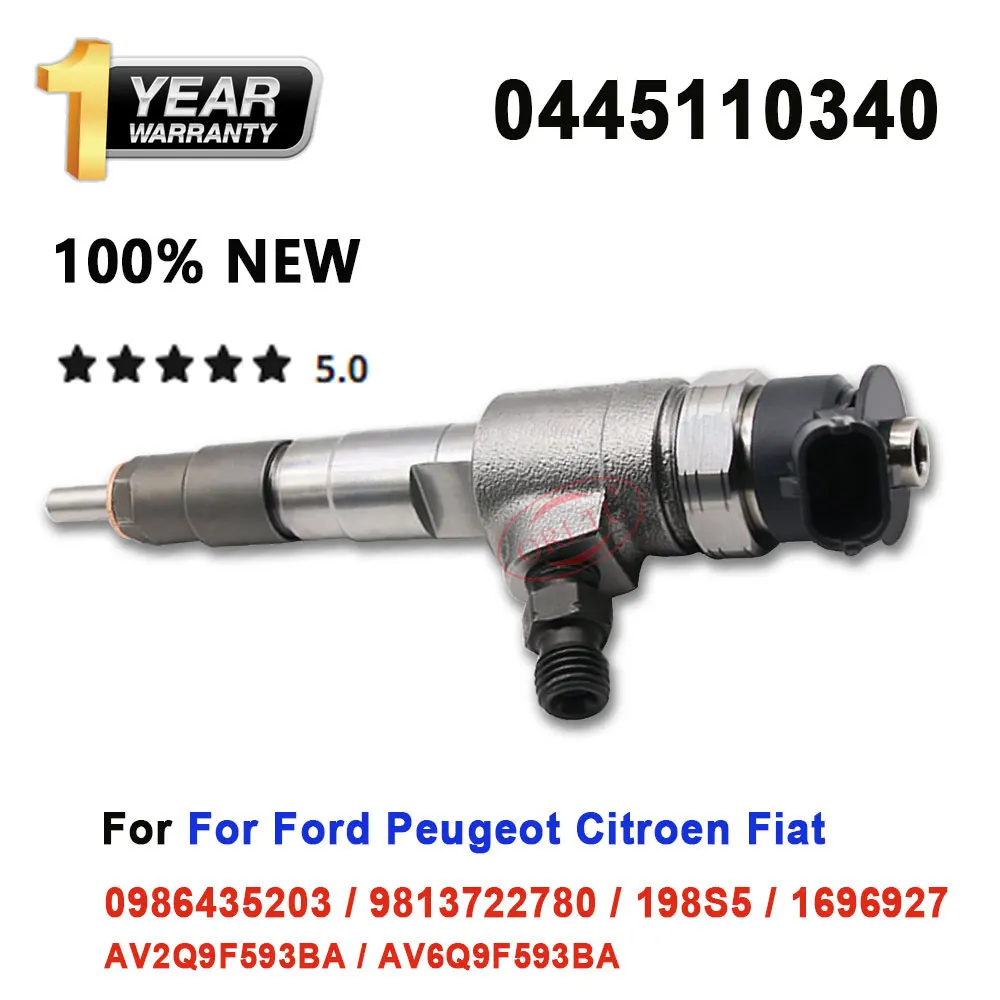 

0445110340 9687069280 1980S5 Diesel Injector 0 445 110 340 For Ford Peugeot Citroen Fiat 1.6 TDCI HDI AV2Q9F593BA AV6Q9F593BA