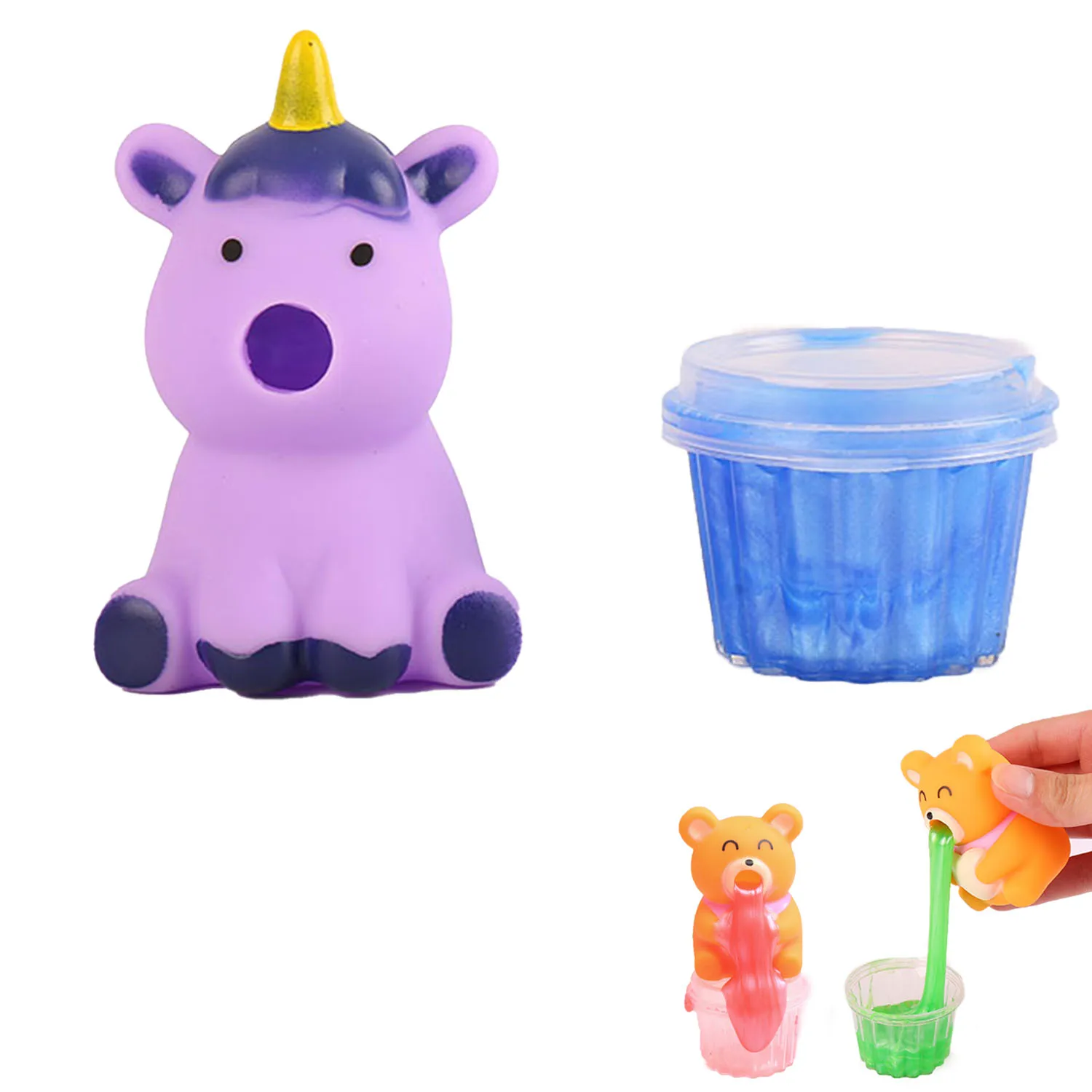 Funny Slime Toys Mini Animal Dolls Pinch Press Ball Tongue Out Stress Reliever Toys Vomit Pinch Toys for Kids and Adults