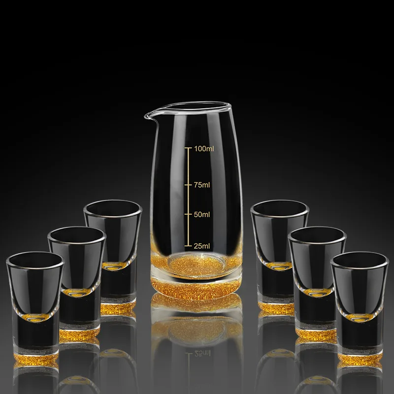 

Household transparent high-grade creative Jinsha white wine glass dispenser Chinese wine set transparent white wine bullet cup