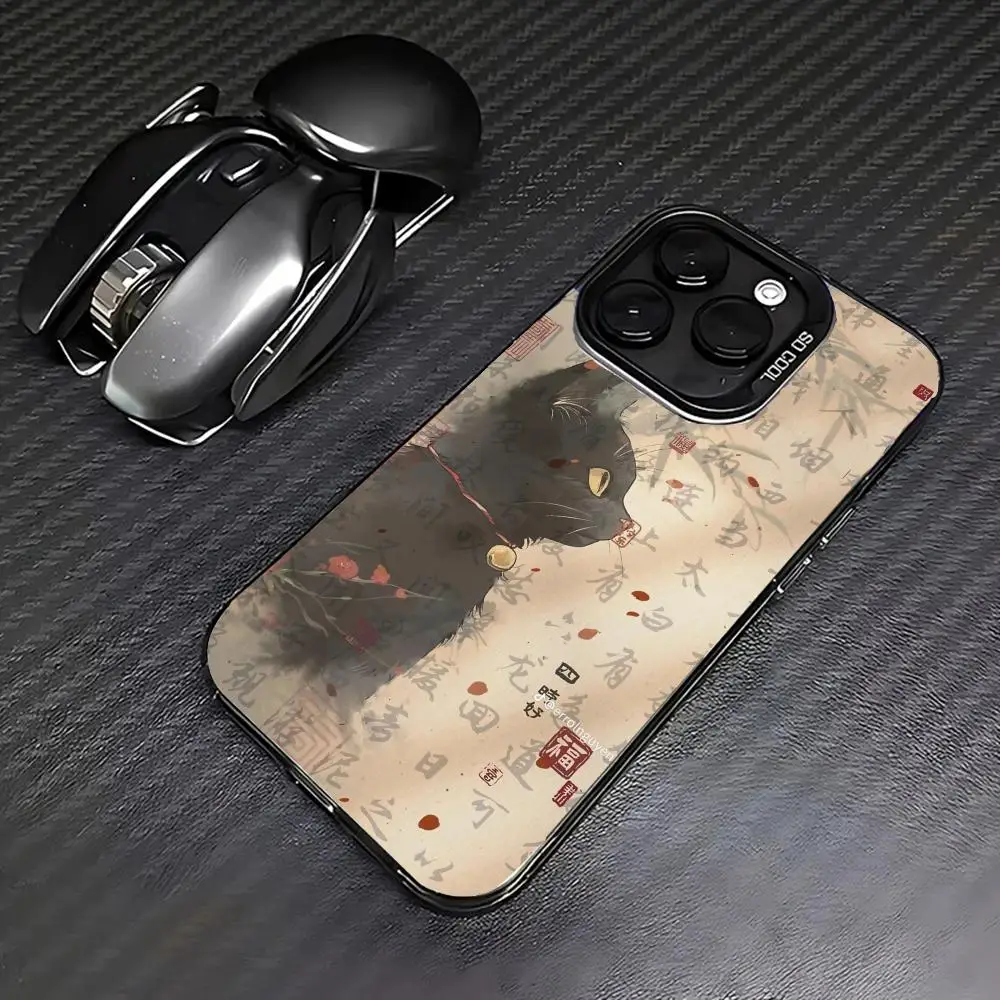 

Black cat case for iPhone17 16 15 14 13 12 11 Pro/ Max/Plus shock-proof rear cover anti-fingerprint