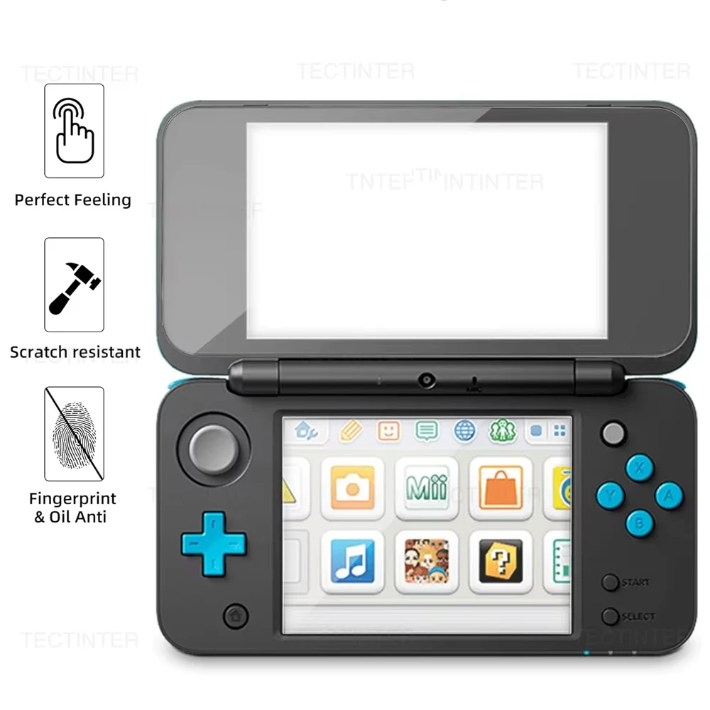 2 Pçs/set Vidro Temperado Top Protetor de Tela LCD + HD Clear Crystal Buttom Filtro Protetor de Tela LCD para Novo Nintendo 2DS XL