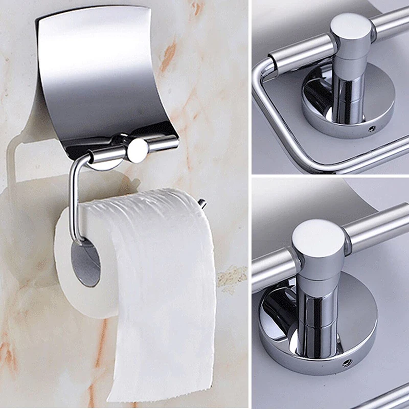 Modern 304 Stainless Steel Bathroom Paper Box Roll Paper Holder Anti-splash Baffle Can Be Punched Nail-free Anti-falling