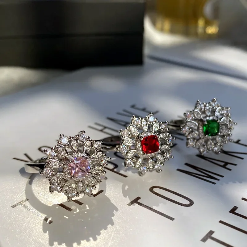 MDLFES مويسان الماس نمط أوروبا والولايات المتحدة مفتوحة شخصية زهر الكرز الوردي الزركونيوم الدائري #5