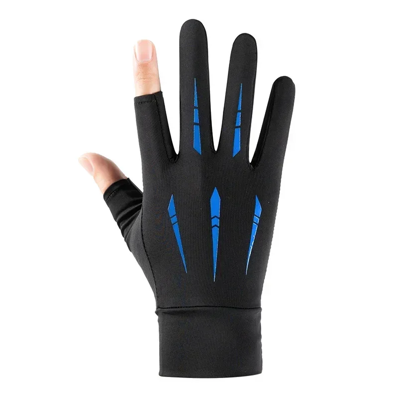 Summer Ice Silk Gloves Unisex Outdoor Sports Fishing Split Finger Printing Gloves Two Types Delivery Sunscreen Riding Gloves