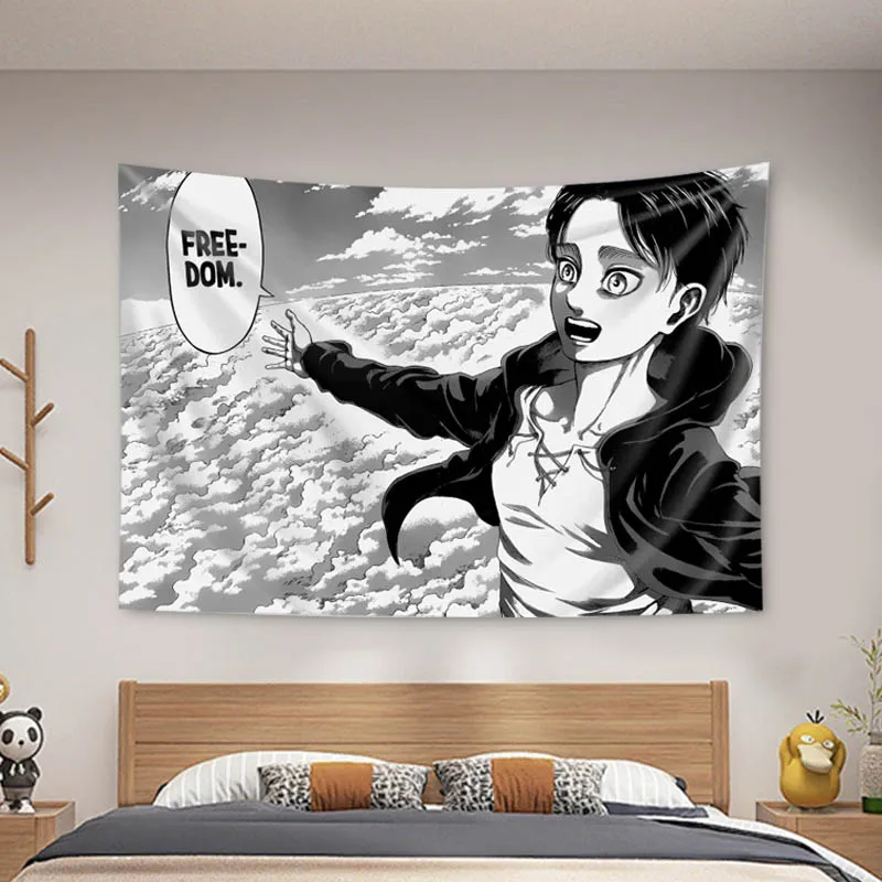 

Eren Jaeger Tapestry Anime Attack On Titan Tapestries Retro Wall Covering Polyester Wall Hanging Art Aesthetic Room Decor