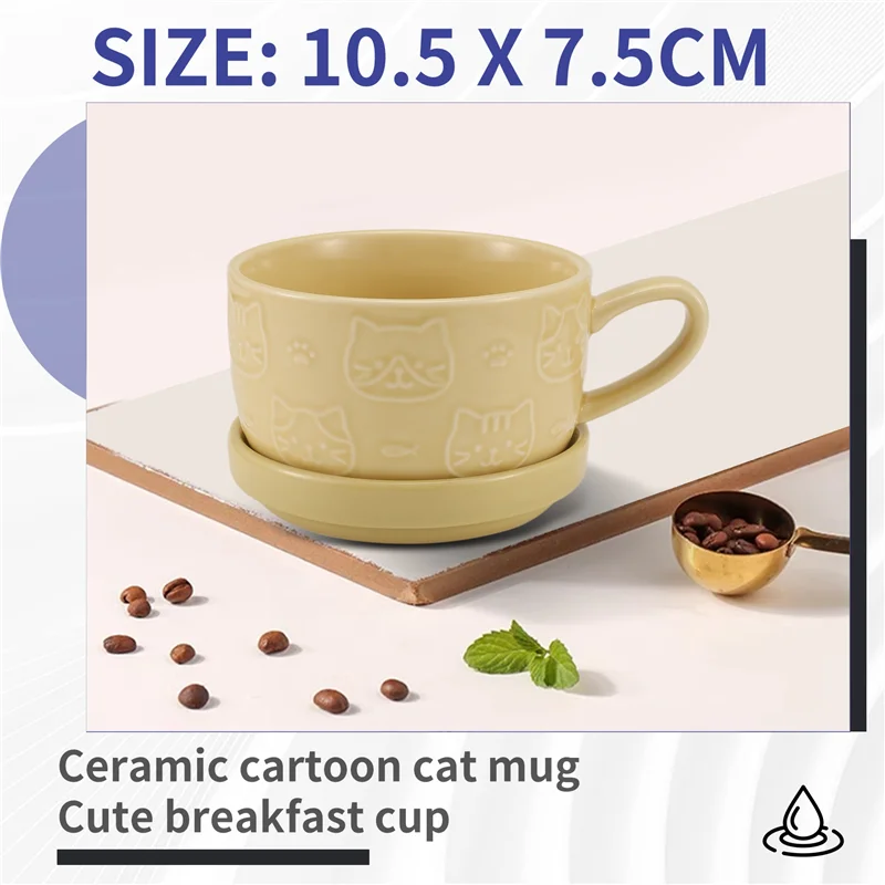 【Vendita flash】Tazze da caffè creative con coperchio Tazza in porcellana per gatti carini Colazione familiare Tazza per succo di latte Bevanda