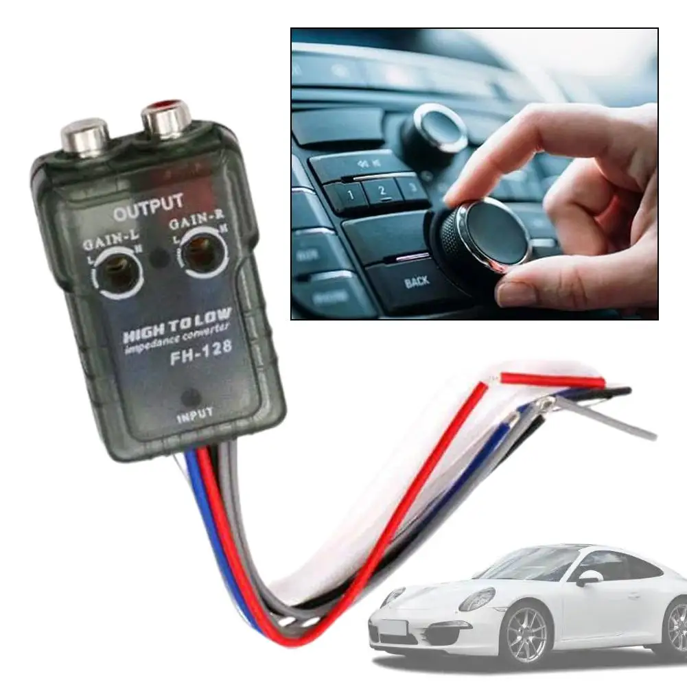 High Level Speaker Signal to Low Level RCA Adapter Signal Converter for Car Amplifier 12V Trigger Built in Relay Plastic Case