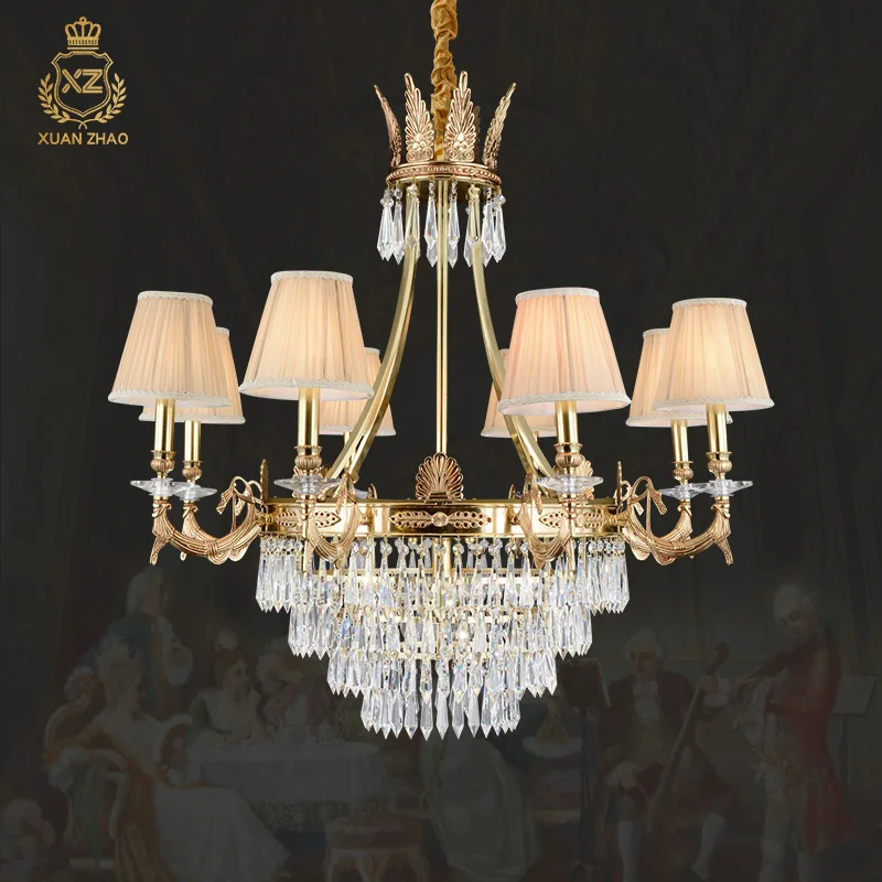 

French Palace Decorative Lighting Living Room Pendant Crystal Lamp Luxury Chandelier Brass Antique Chandeliers