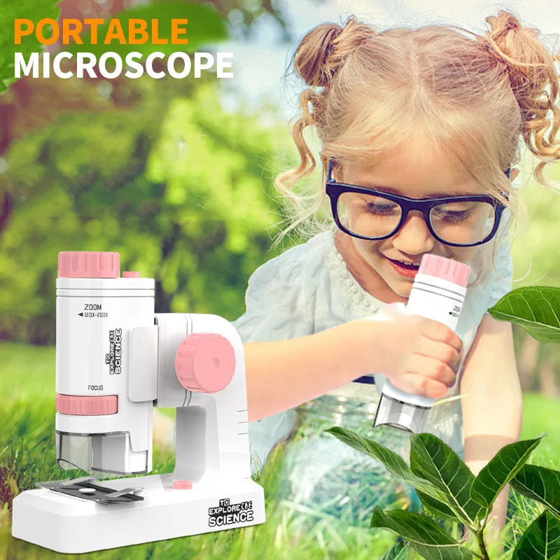 

Mini Children's Portable Microscope Outdoor Handheld with Base Student Science Experiment Science Education Toy Gifts