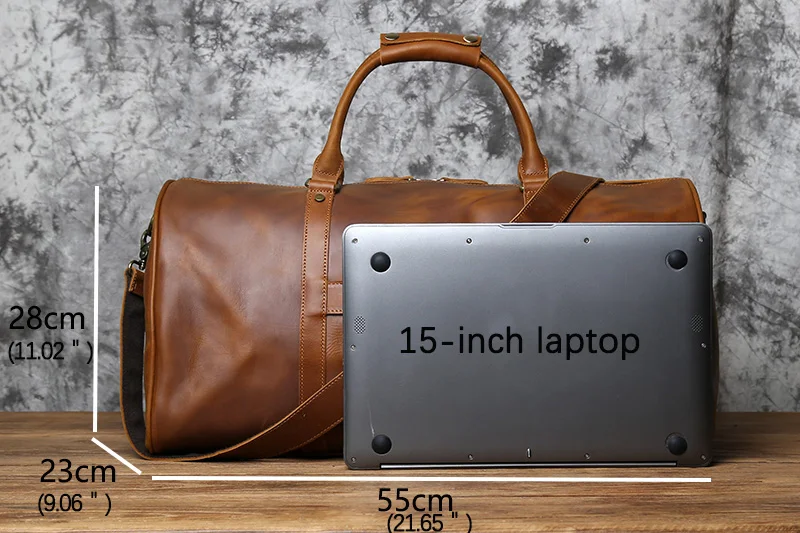 NZPJ männer Retro Leder Große-kapazität Reisetasche Crazy Horse Leder Handtasche Top Schicht Rindsleder Business Reise Schulter tasche – Detail 2
