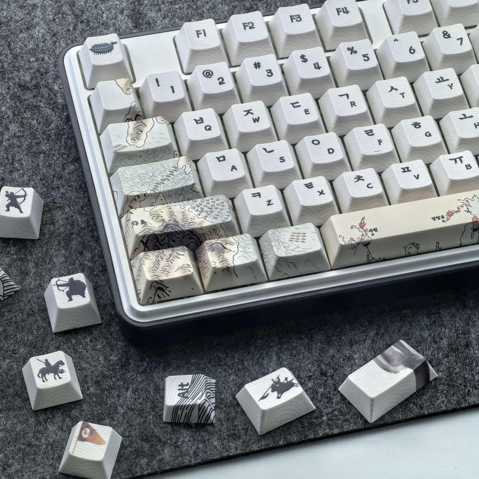 Teclas Retro coreanas Pbt con diseño de cereza, teclas colgantes, líder de guerra histórica, llave General de 129 teclas para teclado