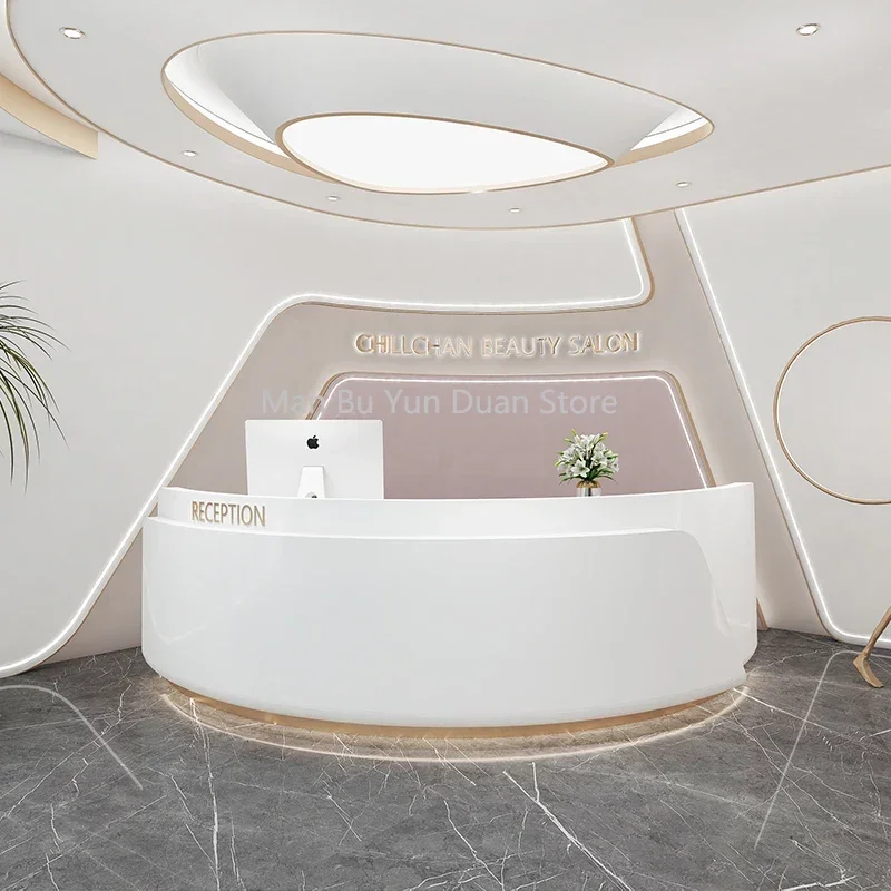 Arc-shaped Beauty Salon Bar Counter Cash Register Company Reception Light Luxury Hair Salon Escritorio Beauty Salon Furniture