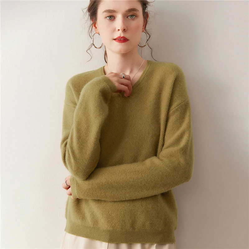 

Осенне-зимний новый женский кашемировый свитер, 100% кашемир, женский вязаный пуловер, свитер с v-образным вырезом, базовый женский топ