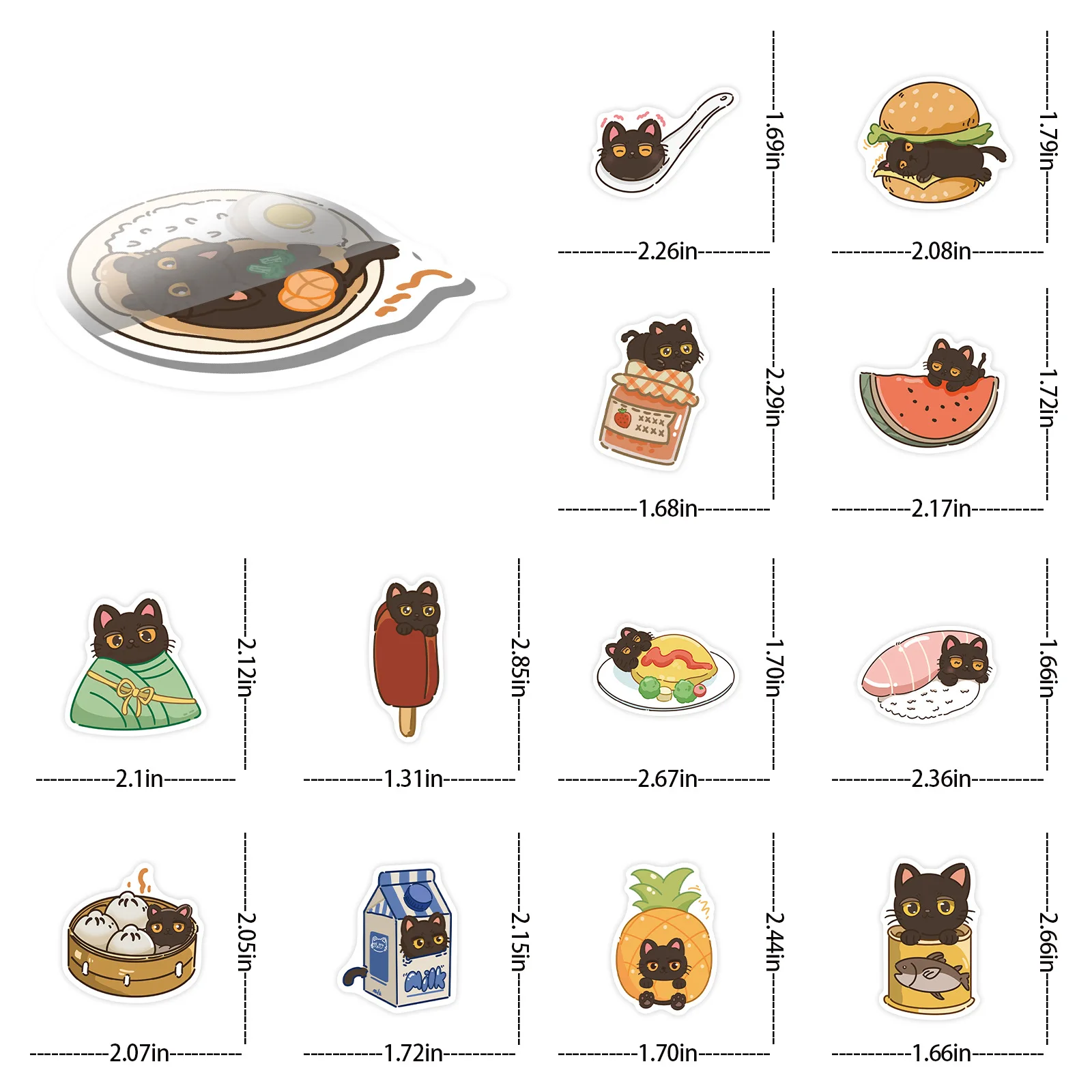 

10/50PCS Cartoon Little Black Cat Stickers Cute Kitten Doodle Decorative Refrigerator Skateboard Wardrobe Stickers Decal Toys