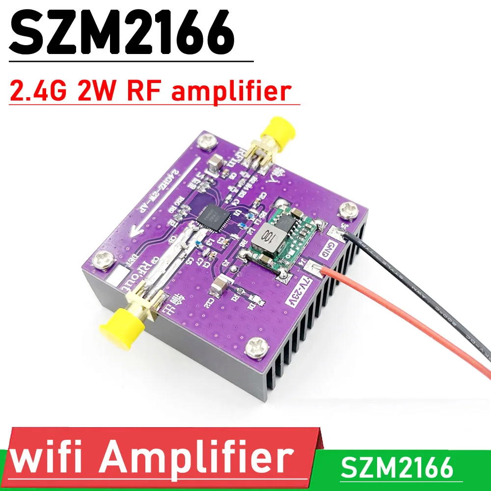 Imagem -02 - Amplificador de Potência wi fi rf 30db 12v 24v dc para 2.4ghz Bluetooth Transferência Imagem Amp Szm2166 2.4g 2w rf