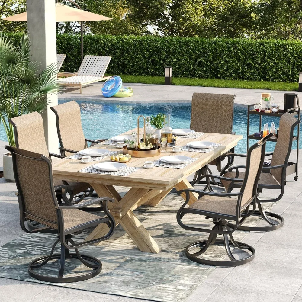 

Patio Swivel Chairs Set of 2, Outdoor Dining Chairs with High Back, All-Weather Swivel Rocker Chair for Lawn, Porch or Garden