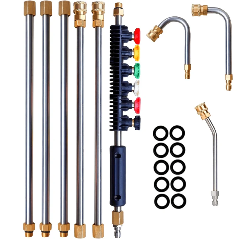 

4000 PSIPressure Cleaning Extension Rod，Power Cleaning Rod6Nozzle Tip，30°，90°，120°Bending Bar, 1/4 Quick Connec
