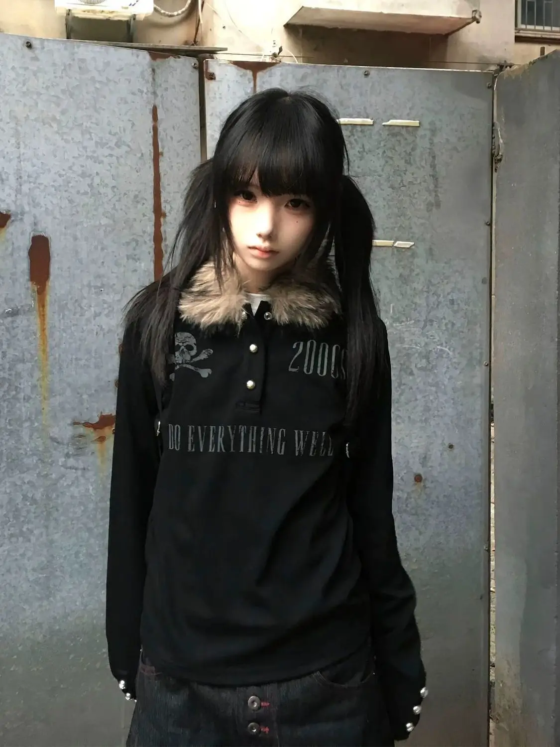 Winter Polo T-shirt Goth Punk Vintage Y2k 2000s Top Aesthetic Harajuku Streetwear Womans Clothing Long Sleeve T shirt Emo Grunge