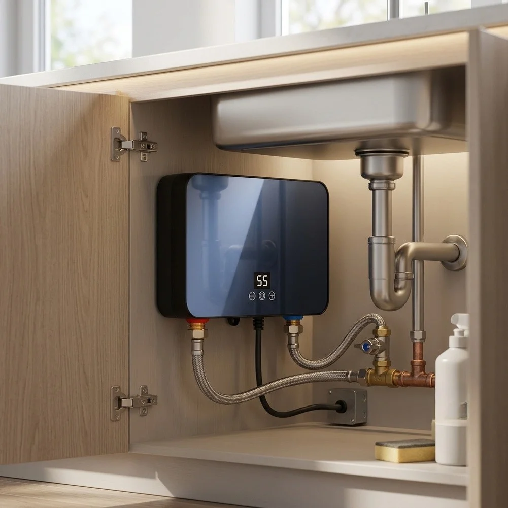 For Instantaneous Electric Water Heater 220V 6000W with Built in Digital Display Touch Control IPX4 Rated for Humid Environments